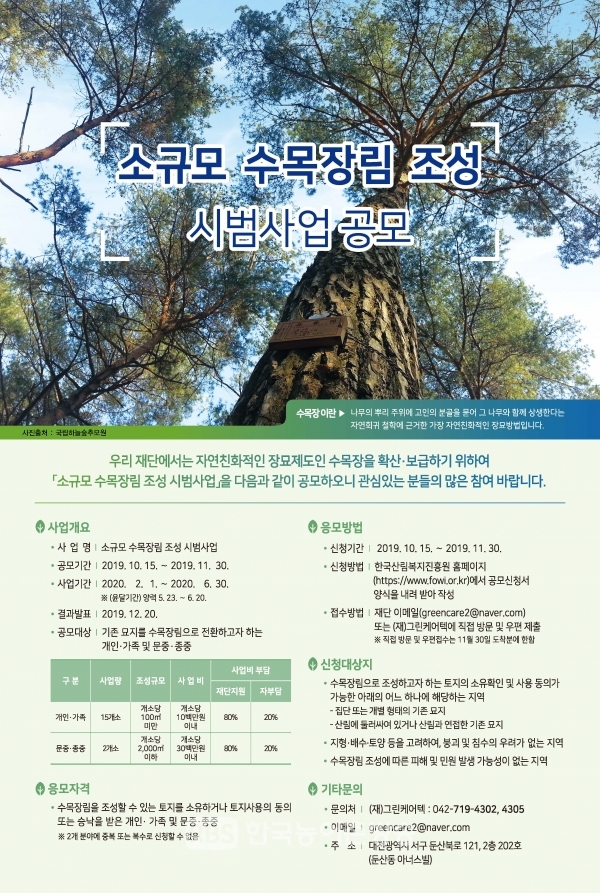 소규모 수목장림조성 시범사업 안내 포스터(사진=한국산림복지진흥원)