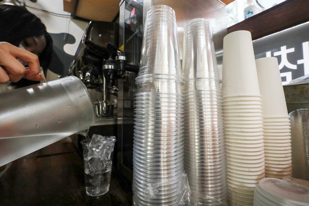카페에서 사용되는 일회용 플라스틱 컵 [뉴스1]