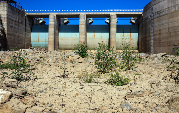 10일 오후 강원 강릉시 오봉저수지가 바짝 말라붙어 바닥을 드러내고 있다. 최악의 가뭄 사태를 맞고 있는 강릉지역의 지역 식수 87%를 담당하는 오봉저수지의 저수율은 이날 오전 9시 기준 12.0%로(평년 70.9%) 전날 동시간 대 확인된 저수율 12.3%보다 0.3%p 더 낮은 수치다.  [사진=뉴스1]